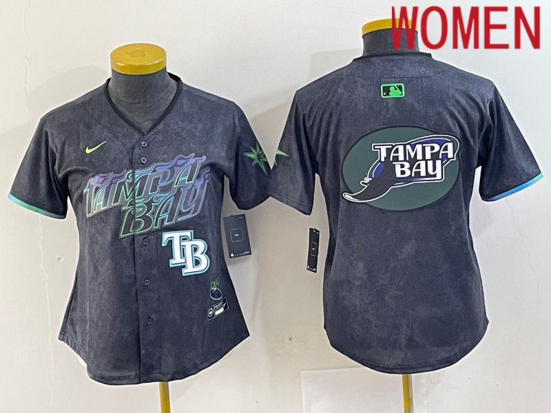 Women Tampa Bay Rays Blank Nike MLB Limited City Connect Black 2024 Jersey style 6->youth mlb jersey->Youth Jersey